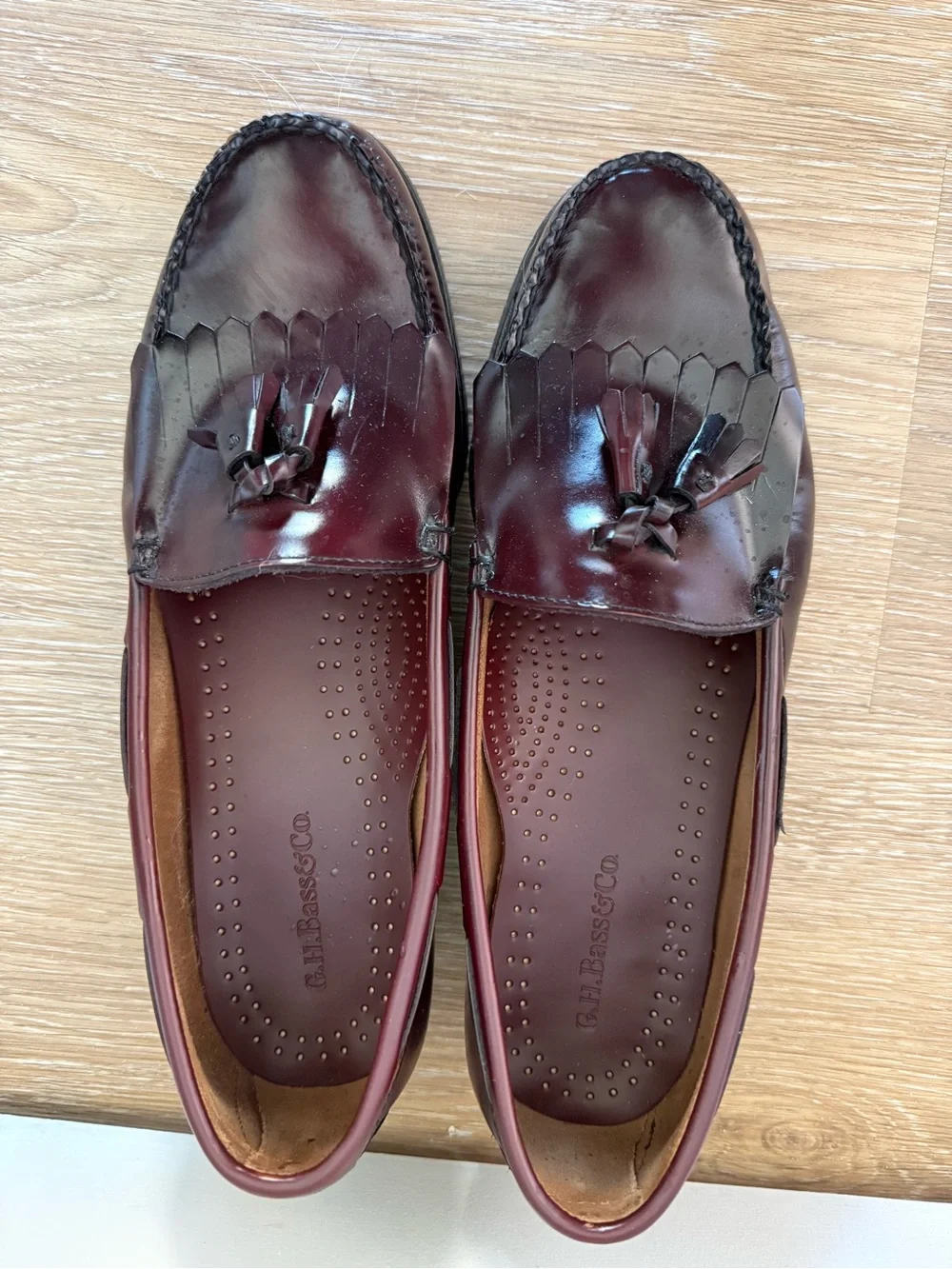 G.H. Bass & Co. Burgundy Tassel Kiltie Loafers